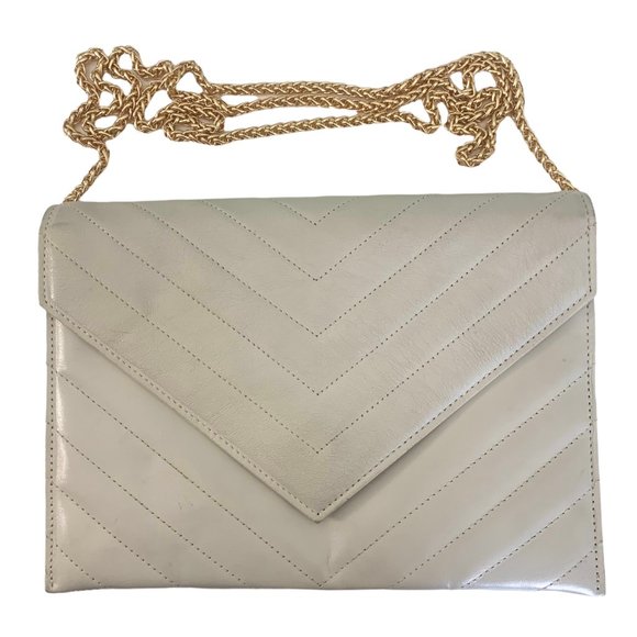 Yves Saint Laurent Handbags - YSL Vintage Leather Quilted Clutch Bag